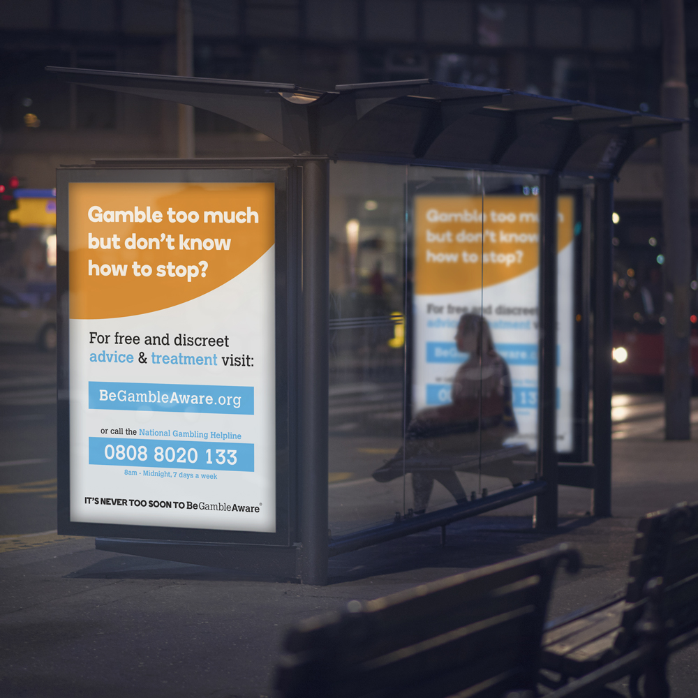 Bus shelter poster design example for GambleAware