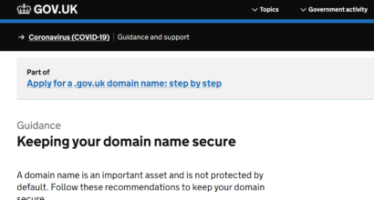 Cabinet Office Domain Locking Service Homepage